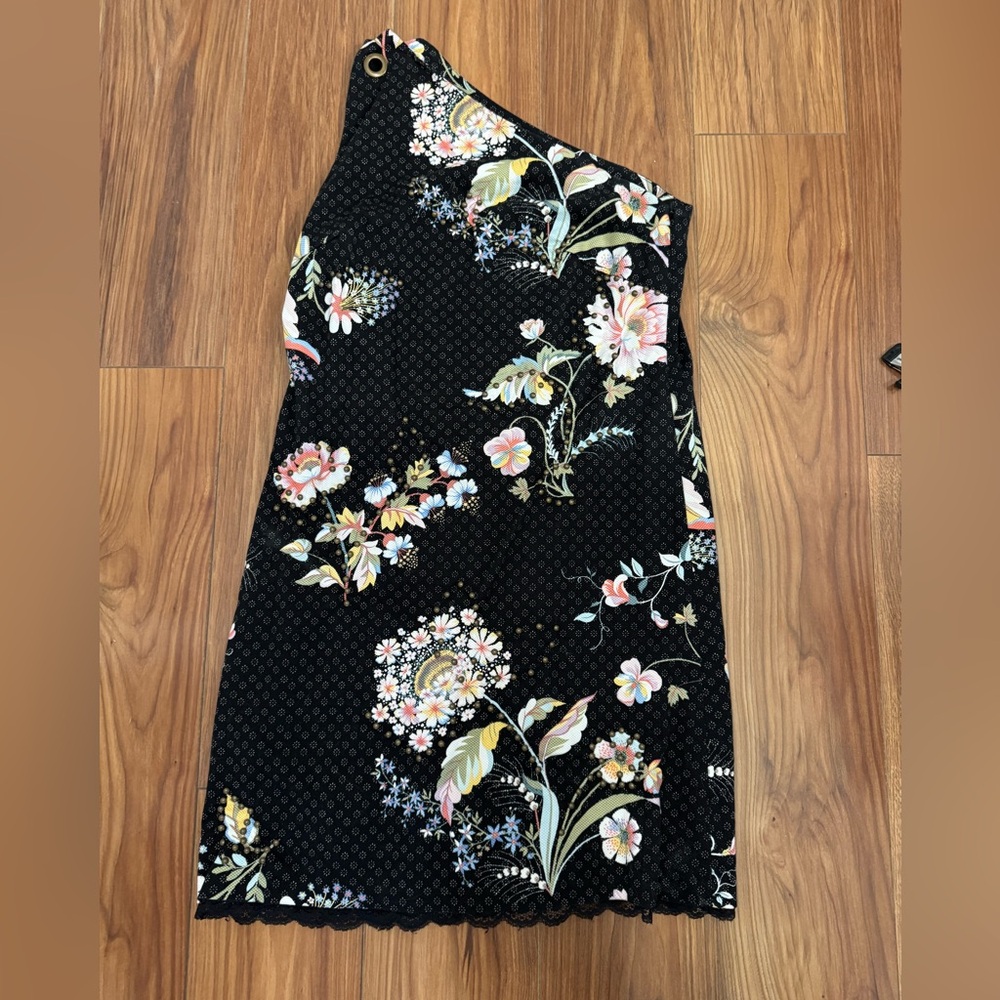 Maeve Black Floral Grommet Dress